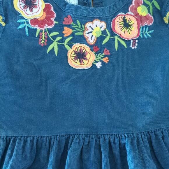 Mud Pie toddler girls Embroidered  Cord Dress Navy blue color girls size 4T EUC - Picture 3 of 10